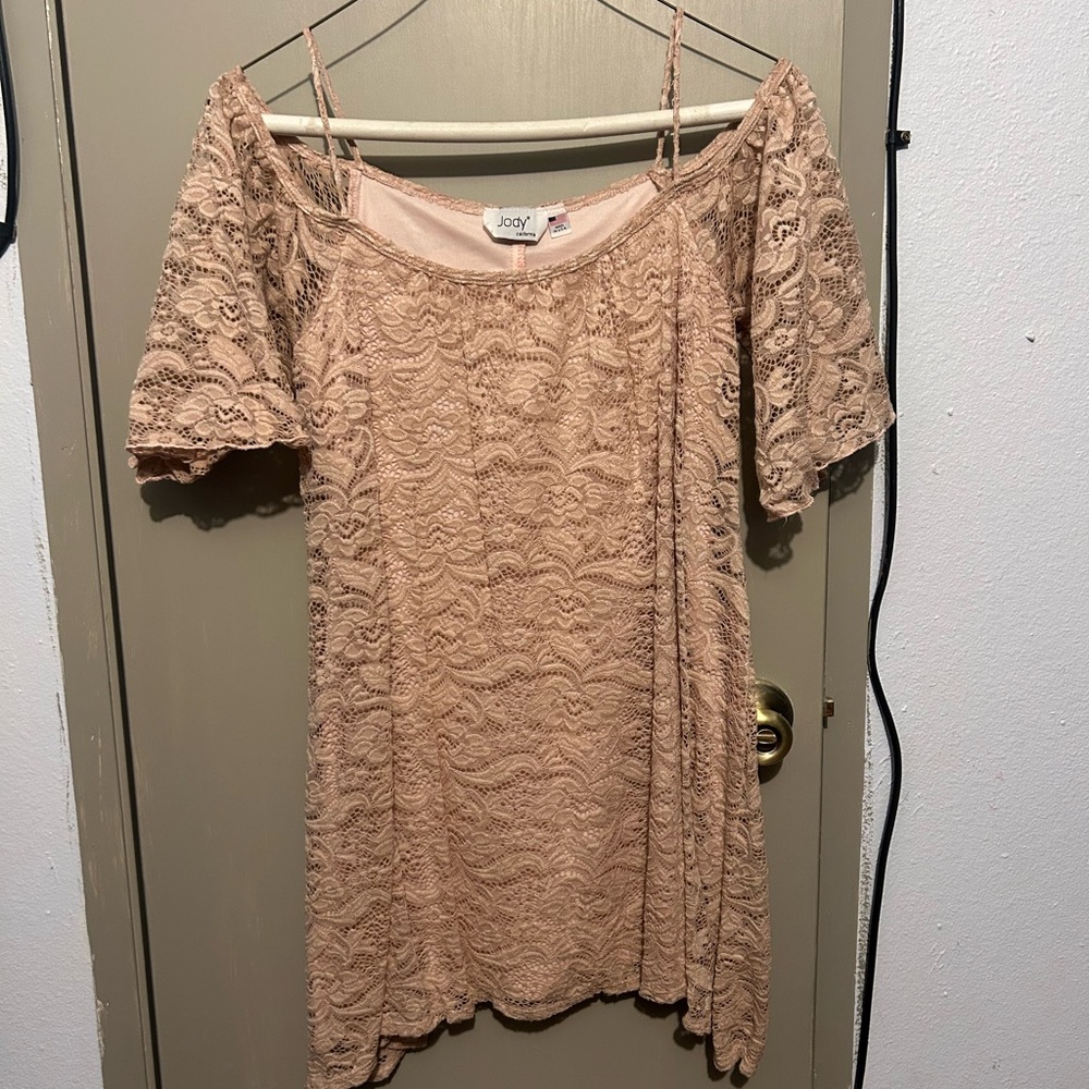 Joy Lace Mini Dress - Blush